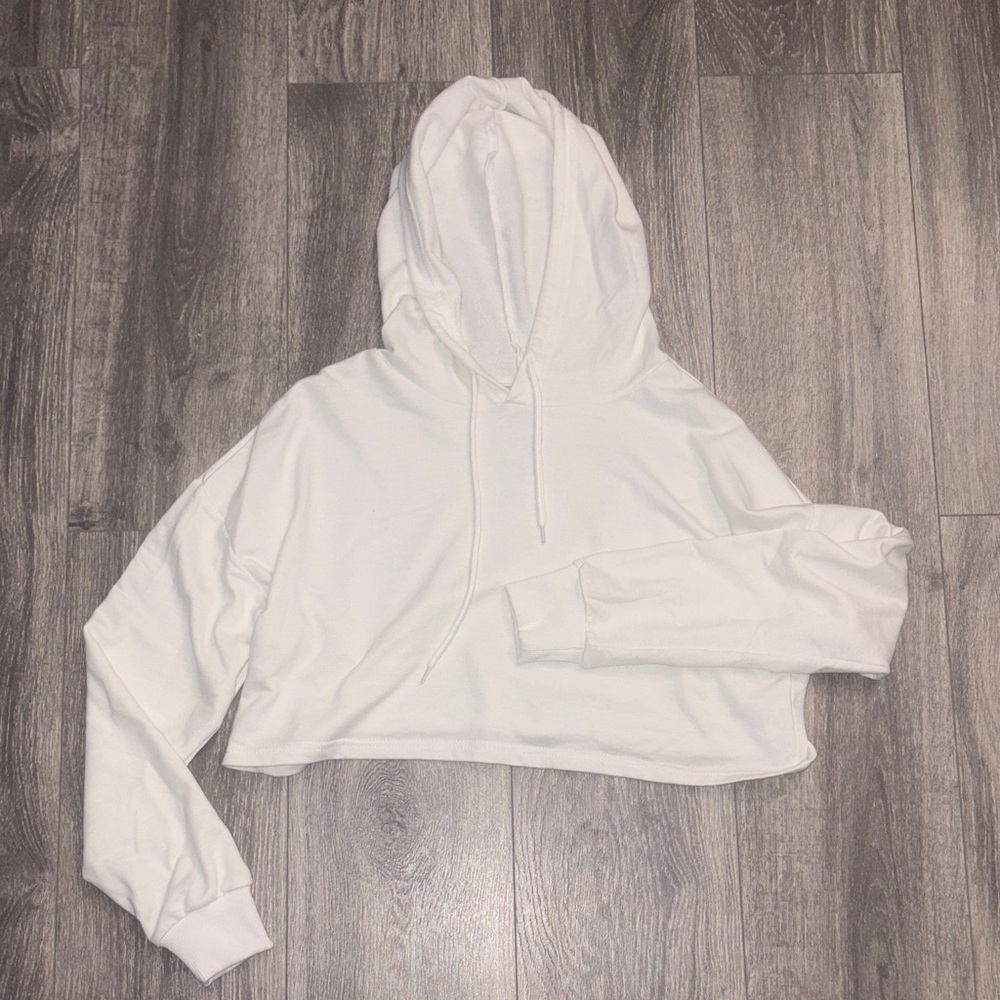 White Cropped Hoodie
